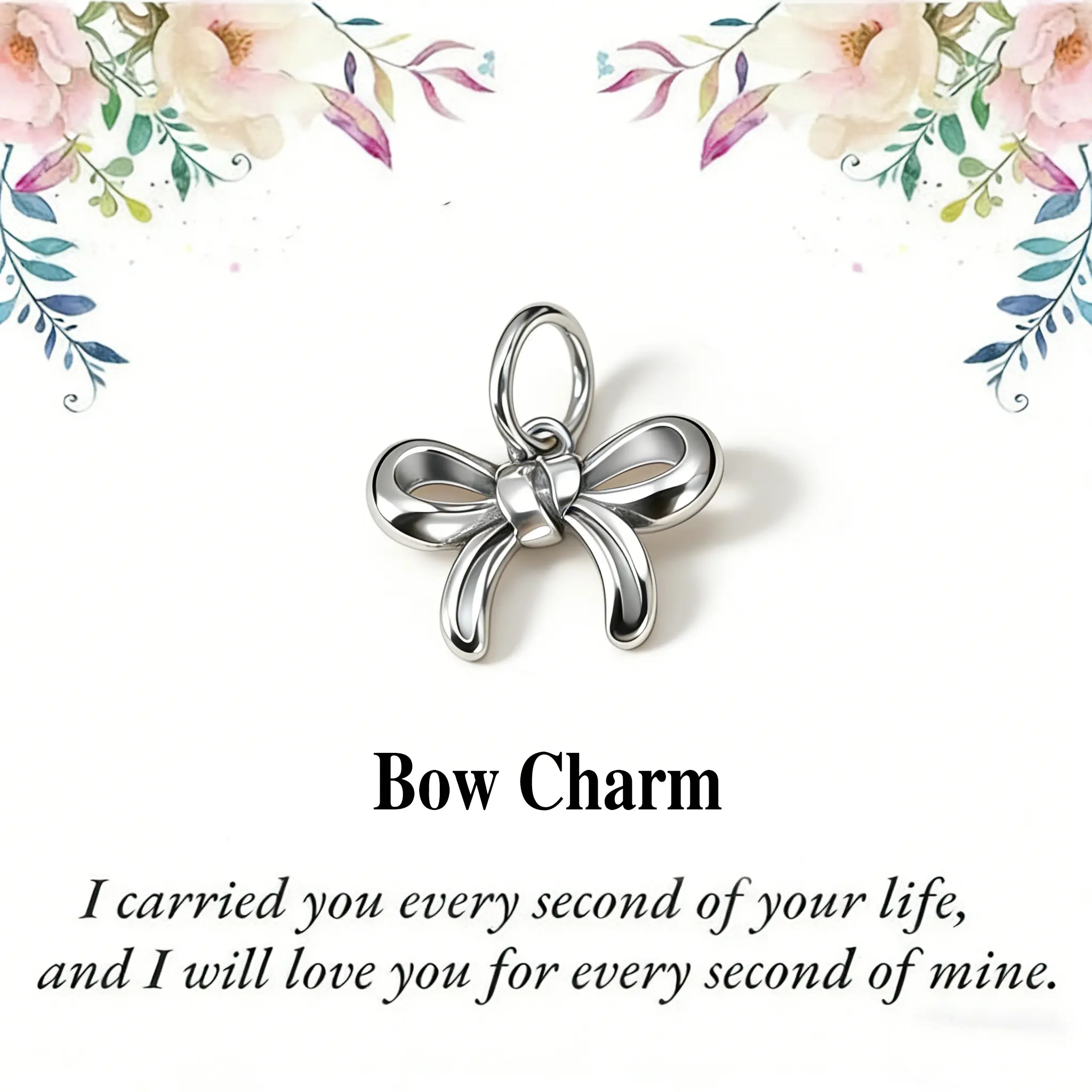 Elegant Bow Charm Pendant, Silver-Plated Vintage Jewelry for Women, Dainty All Seasons Casual Accessory Gift for Adults, Small, Unique, Dainty Charm Necklace, Neck Jewelry, Pendant Design, Unisex Wear, Everyday, Geometric, Metal Coating, Small Size
