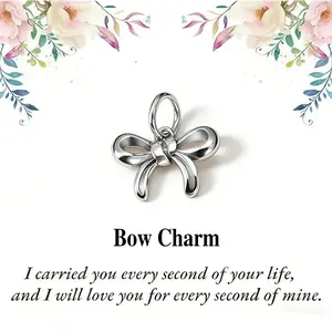 925 Silver-Plated Small Bow Charm Pendant - 1 PC Elegant Delicate Costume Jewelry for Adult Women, Casual Everyday All Seasons Accessory, Valentine's Day Gift, TikTok On-Sale Vintage Piece