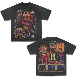 Lamine Yamal #19 Shirt, Spain Football Wonderkid Clothing, Vintage Bootleg Soccer Graphic Tee, Retro Acid Wash Oversized Top for Yamal Fans, Barca Team Pride Tshirt, Men Women Sportswear, Football Merch Gift