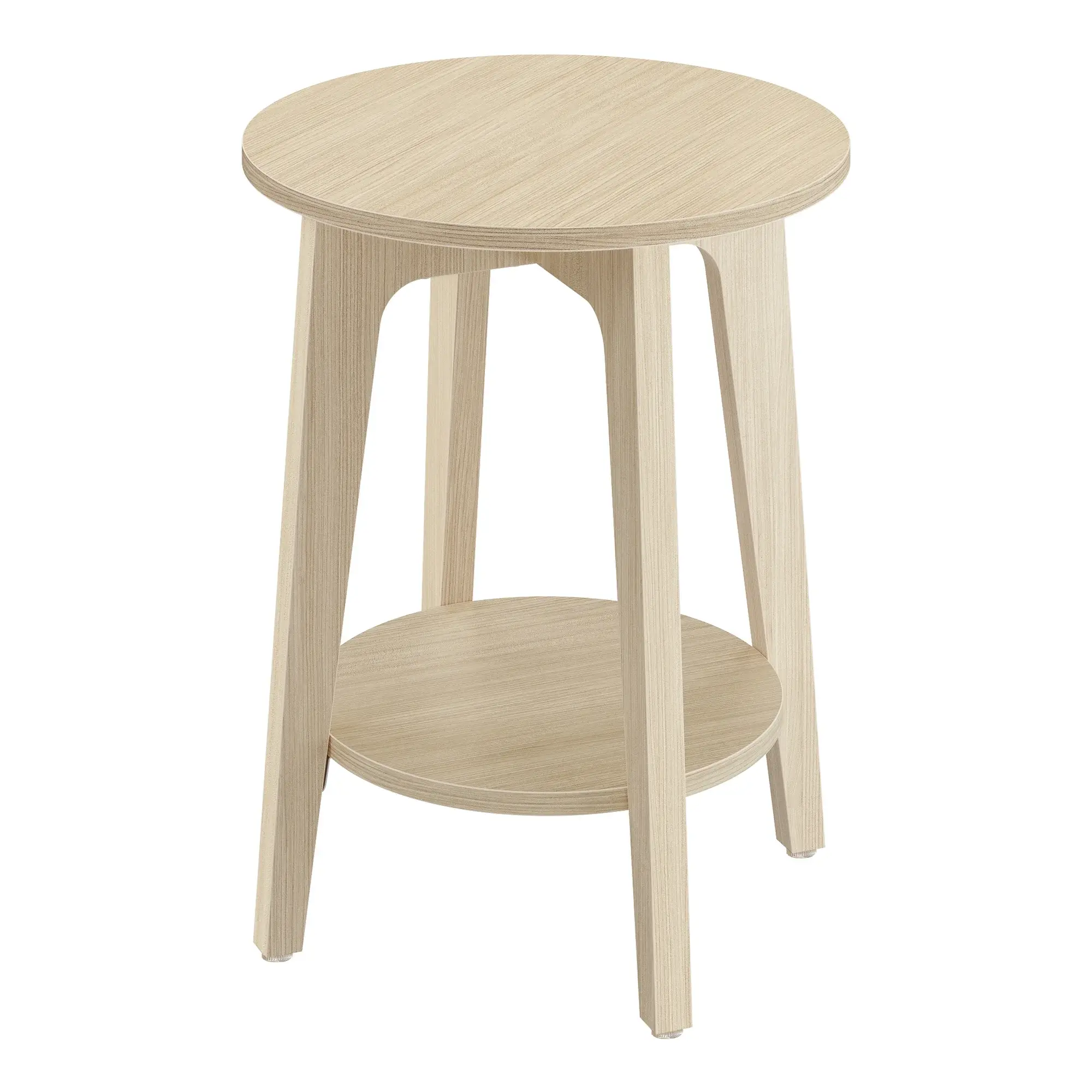 Round End Table Farmhouse Small Side Table Living Room Corner Table Drink Compact Size Solid Wood Tabletop