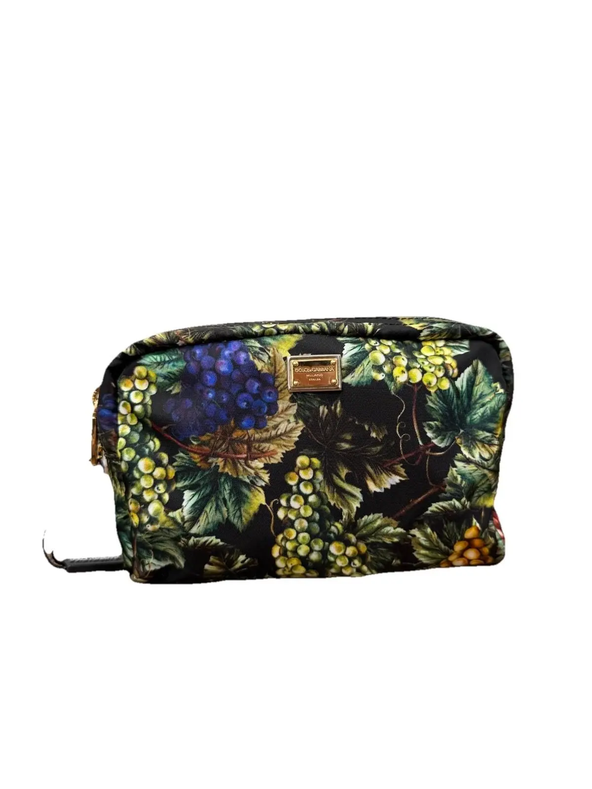 Pre-owned DOLCE & GABBANA As Seen On Screen As Seen On Screen 219691F3 Nylon Zip Cosmetic / Toiletry Pouch Grape Vines