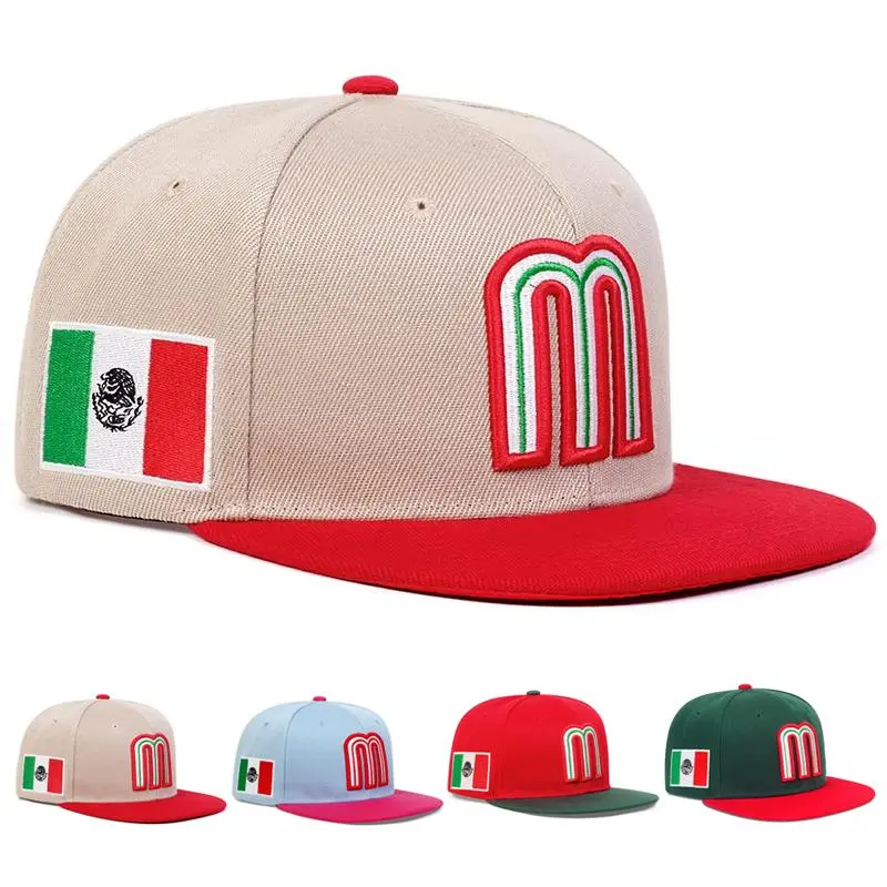 Unisex Embroidered Baseball Caps - M Letter Mexico Flag Design, Adjustable Stylish Hat, Custom Embroidered, Spring-Autumn Outdoor Sunscreen Casual Hip-hop Hat Street Style Cap Sombrero Hat