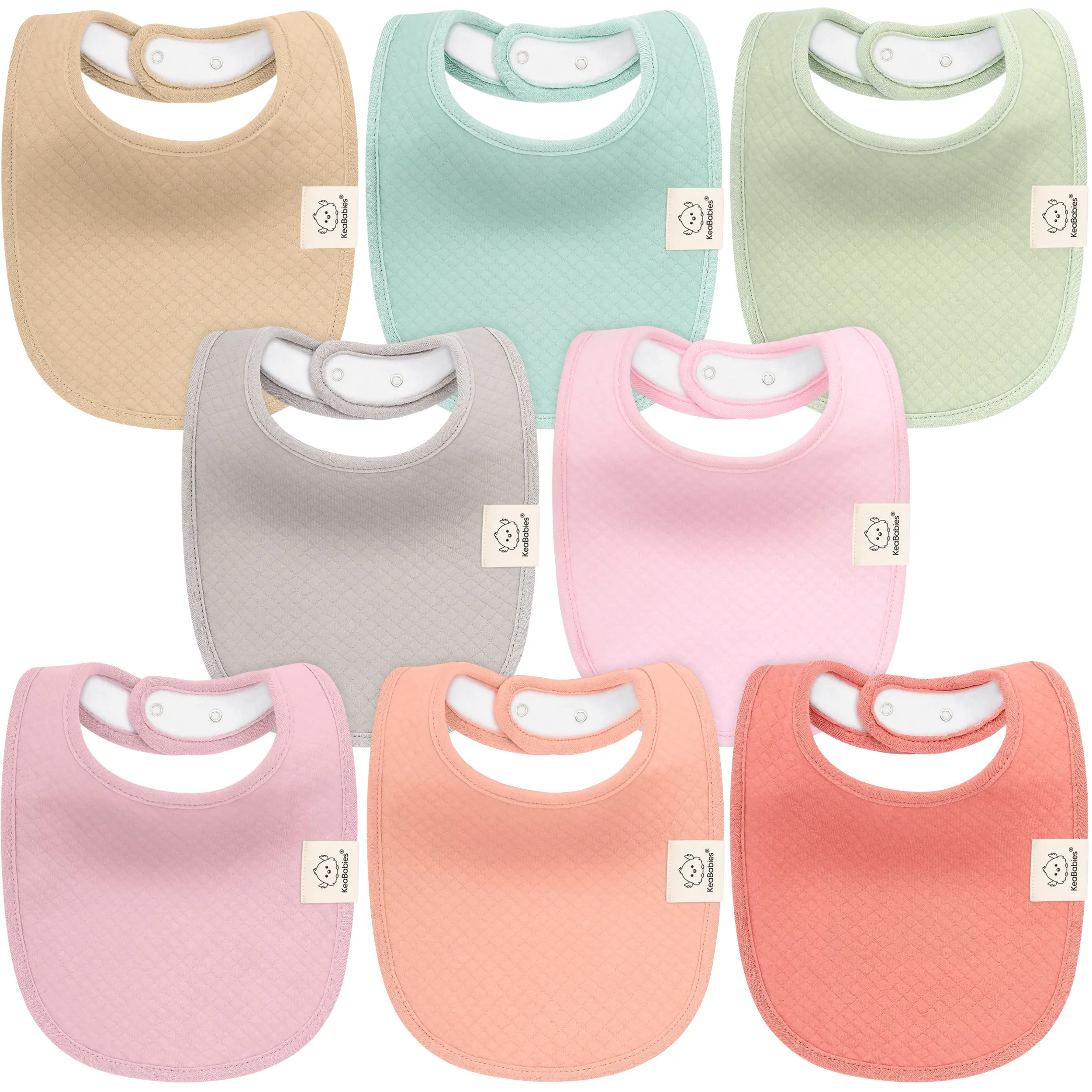 KeaBabies 8-Pack Baby Bibs for Drooling and Teething - Soft Organic Quilted Cotton Cloth Drool Bibs for Baby Girl, Boy, Toddler, Newborn, Infant, Soft & Super Absorbent