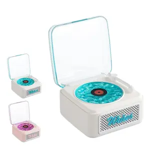 Vintage Vinyl Bluetooth Speaker Retro Record Player Style Wireless Speaker with Water Ripple Ambient Light White Noise Sound Sleep Aid Speaker Sleep Timer RGB Light Support TF Card AUX