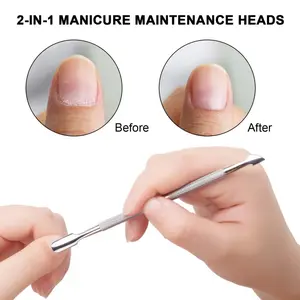 1/3/5Pcs Professional Cuticle Pusher & Cutter Set, Double-Ended Stainless Steel Cuticle Cleaner, Nail Polish Remover with Sanitary Tip, Manicure & Pedicure Tools for Hand & Foot Care