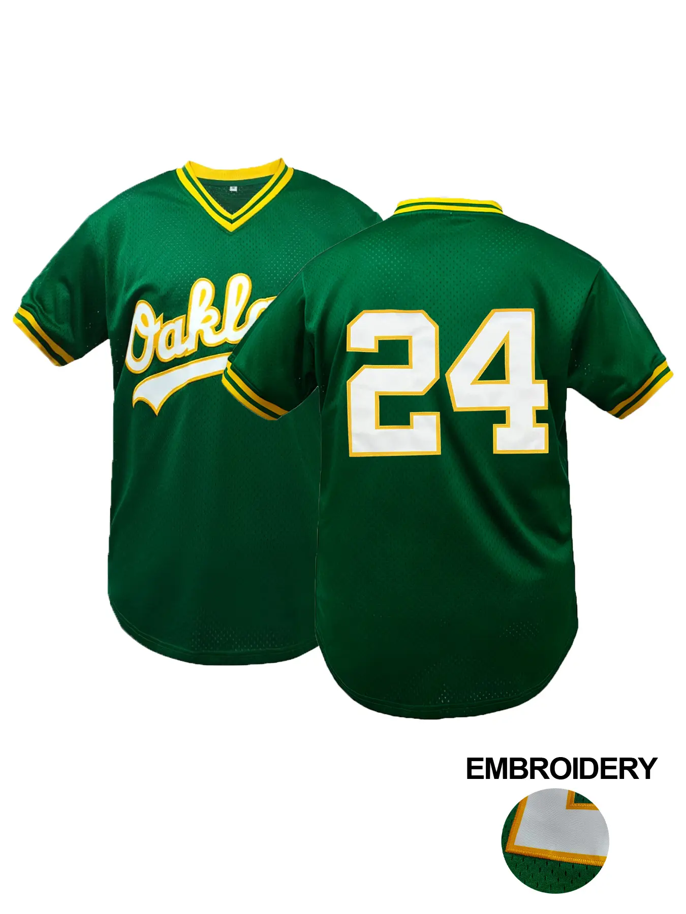 High Quality Men's V-Neck Short Sleeve Embroidered Baseball Jersey,Oakland Stitched Baseball Shirt, Loose Fit Breathable Mesh Design, Casual Outdoor Sports Clothing & Daily Wear, All Season Unisex Style,Gift for Training,Thanksgiving,Christmas,New Year