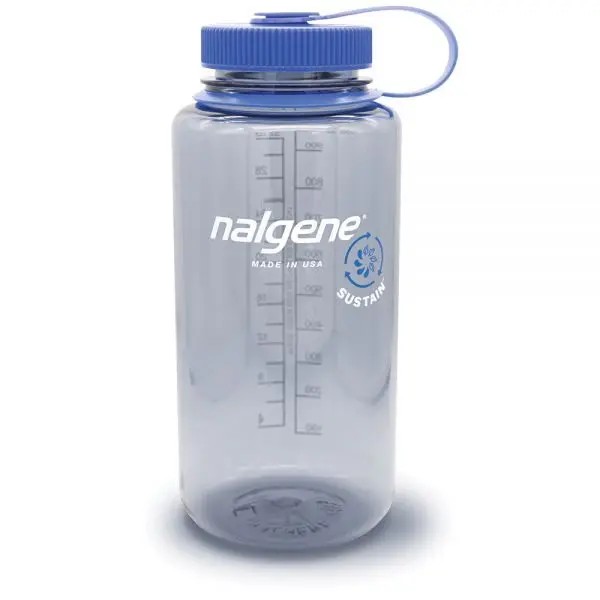 Nalgene 342036 Wide Mouth Sustain Water Bottle, 32oz (1qt), Portable Reusable Washable Gray Classic Everyday Drinkware, Leakproof
