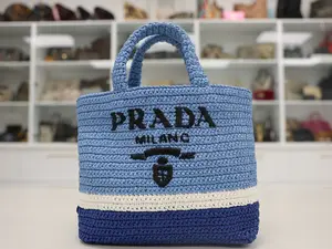 Pre-owned PRADA NYLON Tote Bags SMALL RAFFIA TOTE HANDBAG