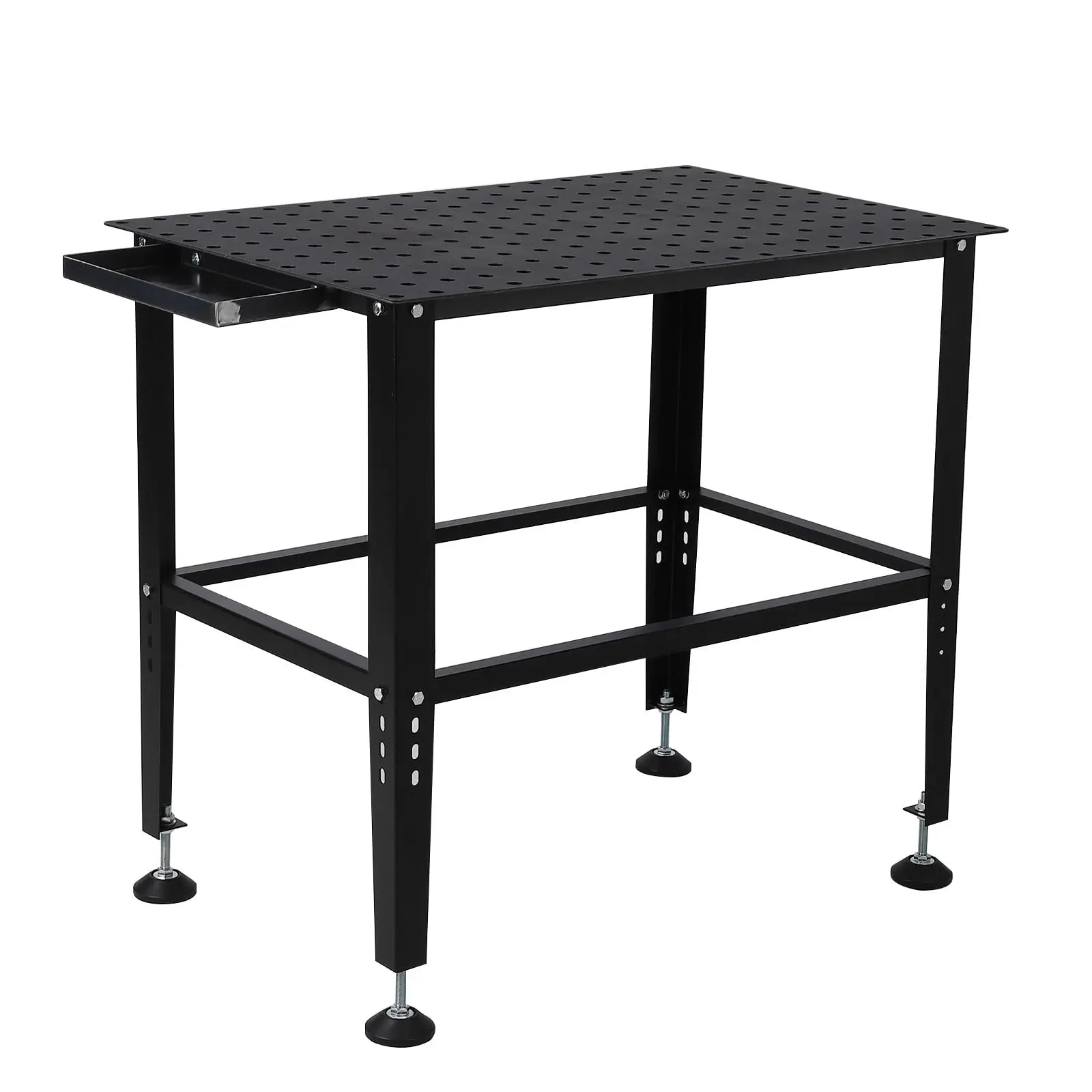 GARVEE Heavy Duty Steel Welding Table - 36x24 In, 1500Lbs Load Capacity, 5/8-In Fixture Holes, Portable Garage Tool Storage Workbench for Home Shop