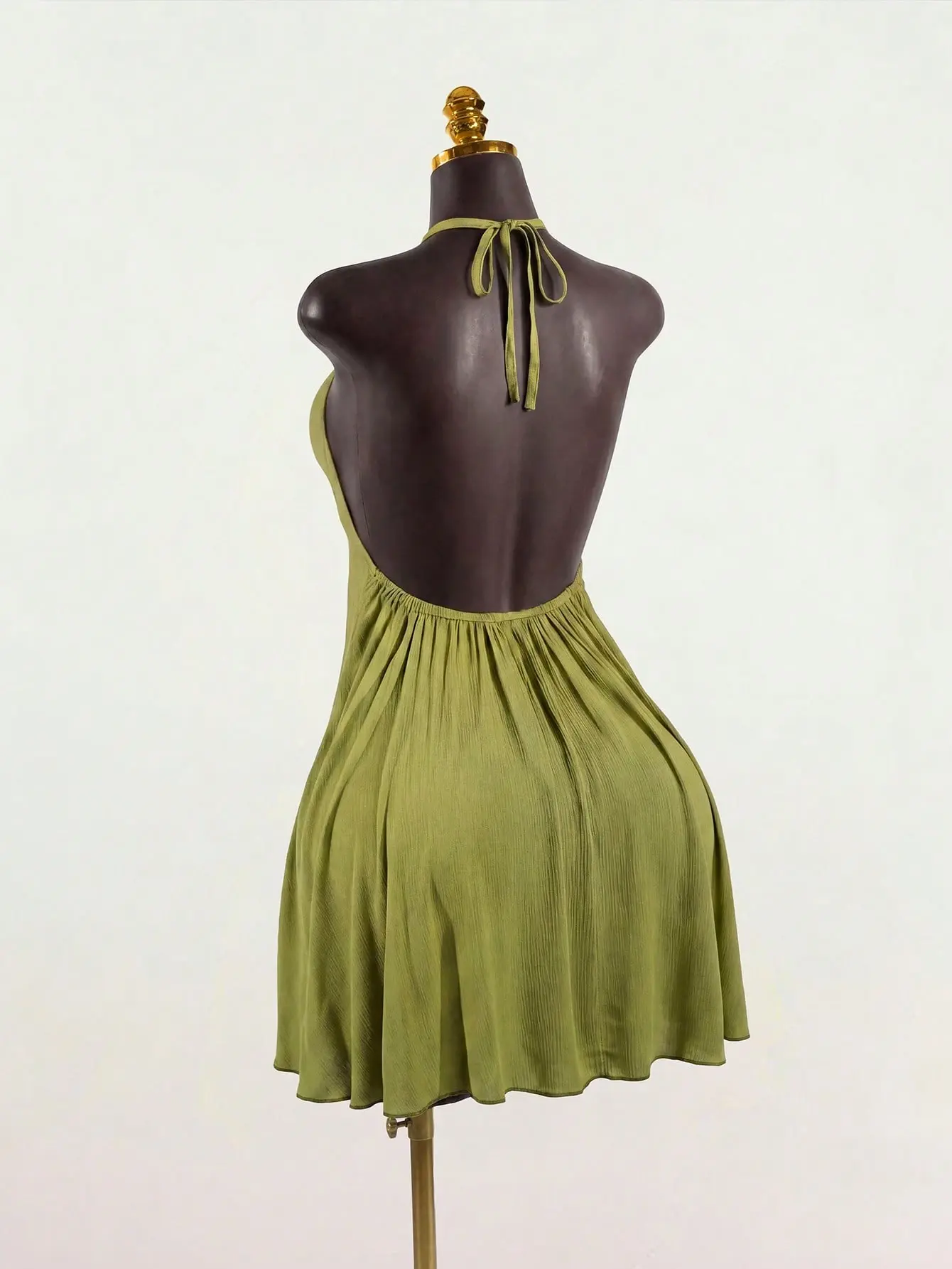 REVENGE Women's Solid Color Ruched Halter Casual Party Mini Dress Bodycon Sleeveless Clubwear Date Night Summer Outfit