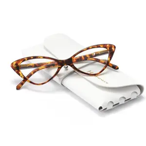 Stylish Cat Eye Reading Glasses for Women, Fashion Presbyopia Eyewear with Clear Lenses, Lightweight & Comfortable Frame, Comes with Case & Cloth
