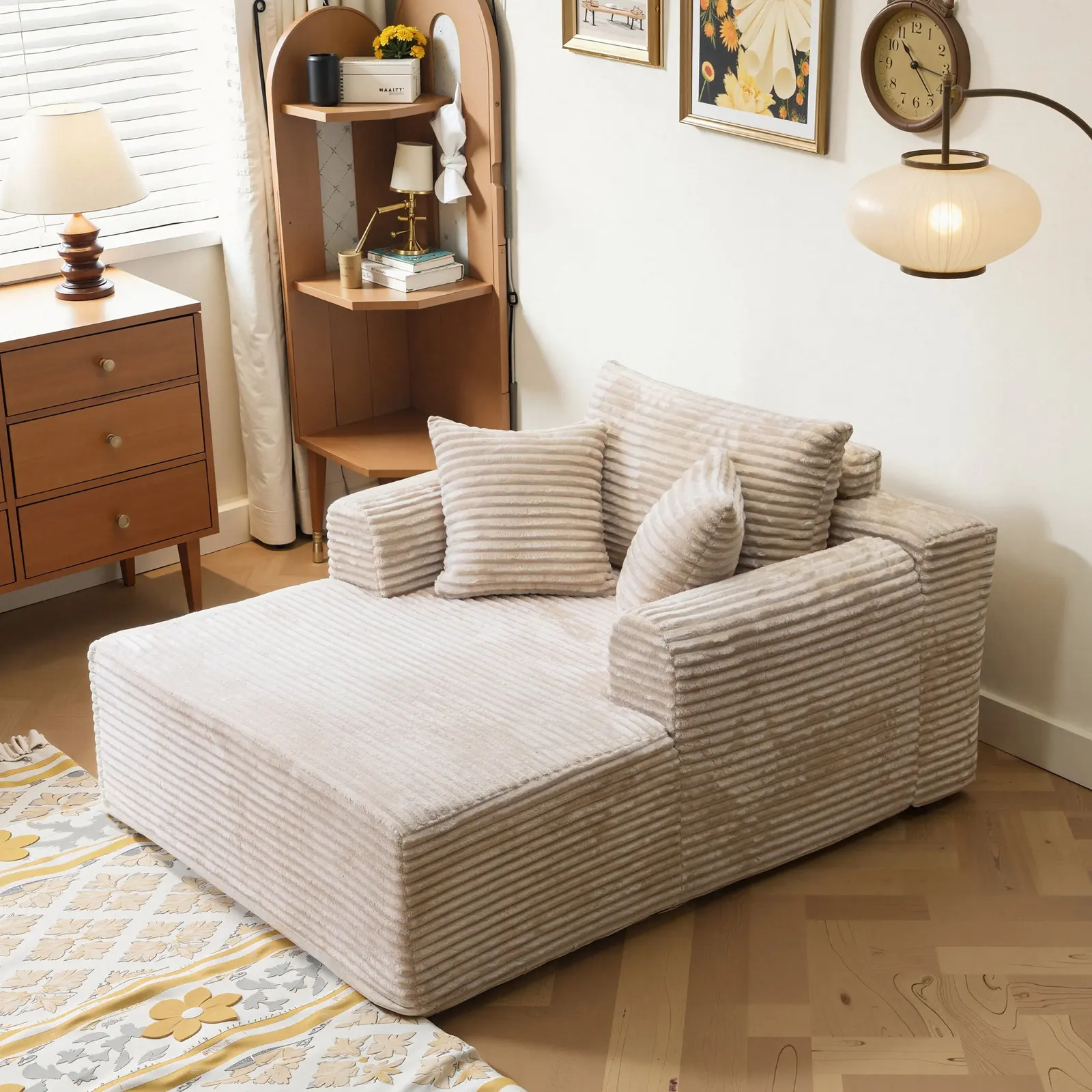 Oversized Plush Corduroy Boneless Couch Indoor Chaise Lounge Sofa Bed with Arms, Lazy Sleeping Chair, Living Room Sofas, Apartment Decor, Studio Furniture urban cozy No Assembly