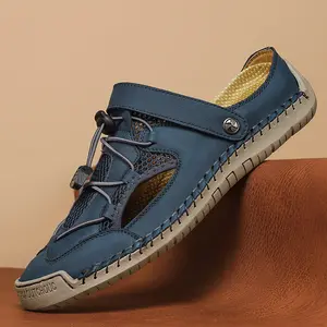 Men's Closed Toe Sandals For Men Leather Dress Mens Hiking Men White Blue Brown Black Size Summer Flip Flops Slippers Shoes Male Shoe Casual