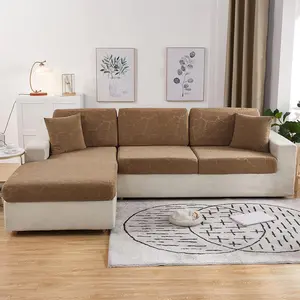 6 PCS Leaf Pattern Elastic Sofa Cushion Cover, Modern Anti-Slip Slipcover for Living Room, Fits L-Shaped & 1-4 Seat Sofas