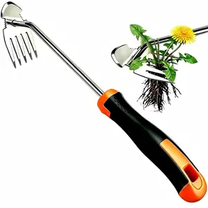 Heavy Duty Manganese Steel Weed Puller Tool - 2026 New 13.5 in Hoe Rake Combo, Effortless Portable Hand Garden Weeder with Ergonomic Rubber Handle for Root Extraction, Roots Only Pull & Weed Removal (Lawn Use)，Practical Gardening Gift for Parents, Wipes C