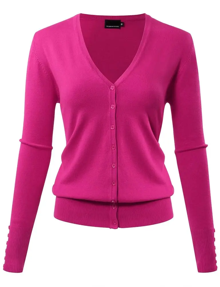 Allsense Women's Classic V-Neck Cardigan - Lightweight Long Sleeve Knit Top with Button-Down, Breathable Fabric for Everyday Work, Knitting, Tops, Basic, Casual, Knitwear, Sweater, Pairs Over Dresses Or Tanks, Soft Knit For Cozy Days, Flattering Regular F