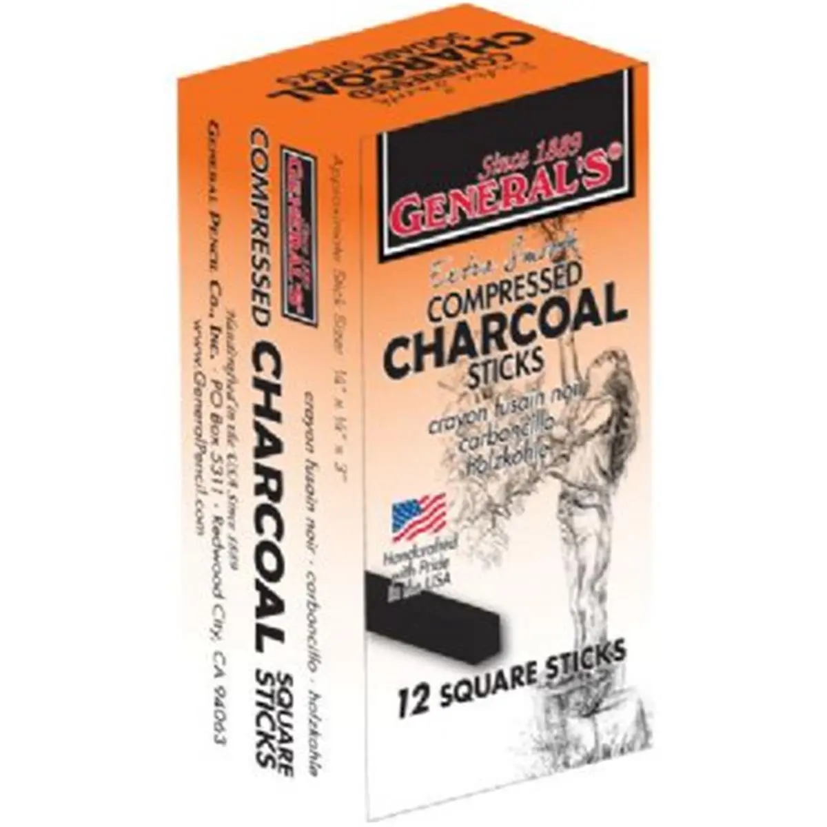 212 MAIN Generals 4B Compressed Charcoal Sticks - Handmade Traditional Art Supplies, Office Stationery with Smooth Finish