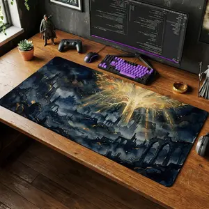 Erdtree Elden Ring Desk Mat, Dark Fantasy Mouse Pad, Soulsborne Gaming Setup Decor