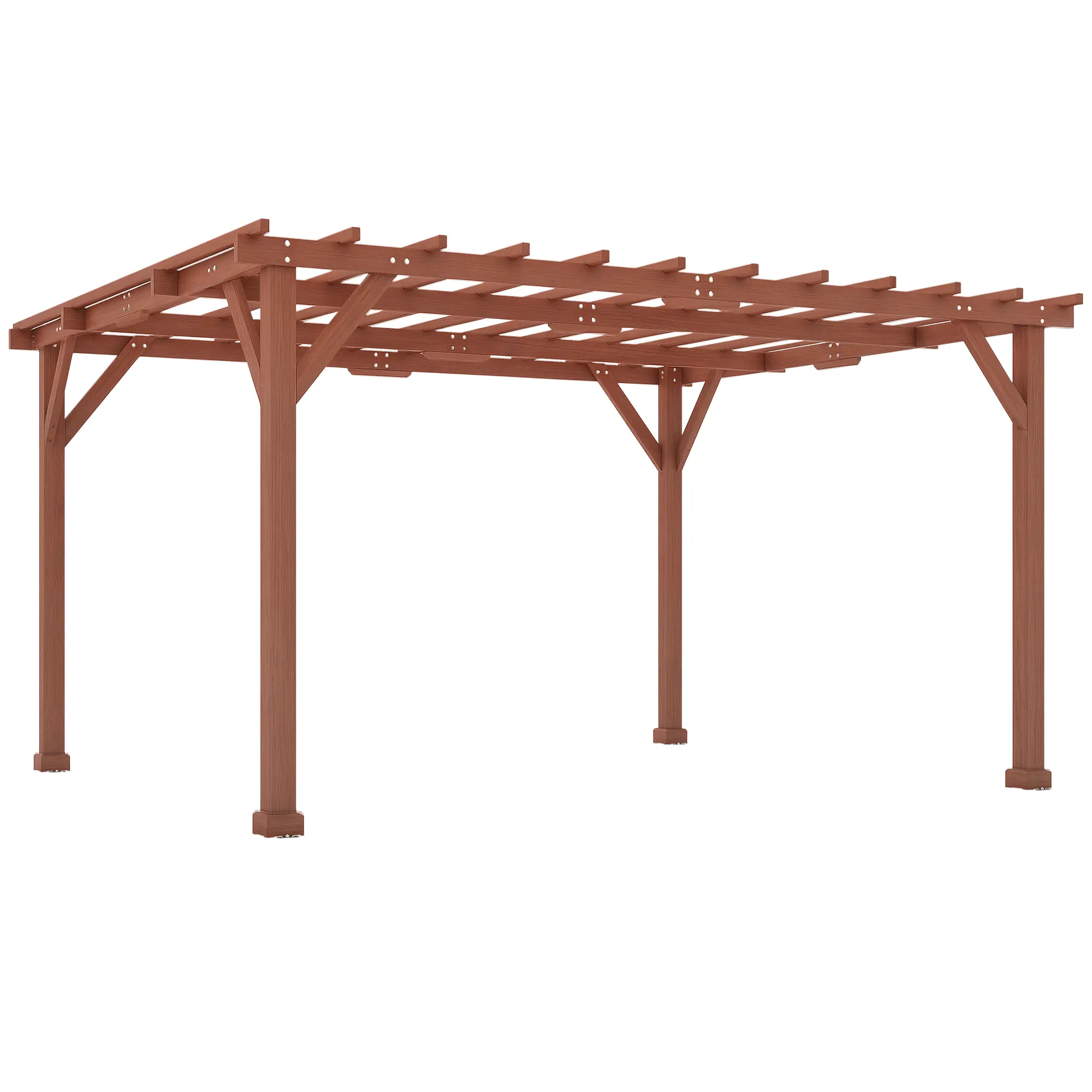 Outsunny 11' x 12.5' Outdoor Wood Pergola with Grape Trellis with Stable Structure for Climbing Plant Support for Patio, Deck, Backyard, Lawn, Brown