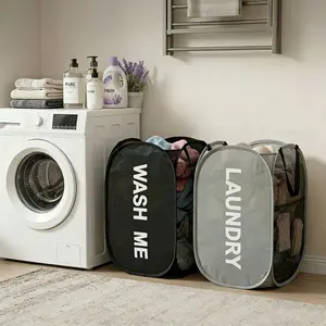 Foldable Laundry Basket Pack of 2, Laundry Organizer, Large Capacity Dirty Clothes Bin, Nordic Classified Storage, Double-Sided Letter-Shaped Design, Laundry Hamper Basket