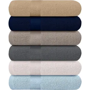 6-Pack Bath Towels - Lightweight - Extra Absorbent - 100% Cotton - Shower towels (Multi, 27 inchesx54 inches)