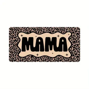Mama License Plate - 6x12 Inch Aluminum Front Car Plate with Leopard Print & Stars Design, Polished Metal Standard Size, Easy Install Fit, Made in USA - Decorative Car Accessory for Women, Mothers, Car Lovers, Decorative License Plate, Playful Script Styl