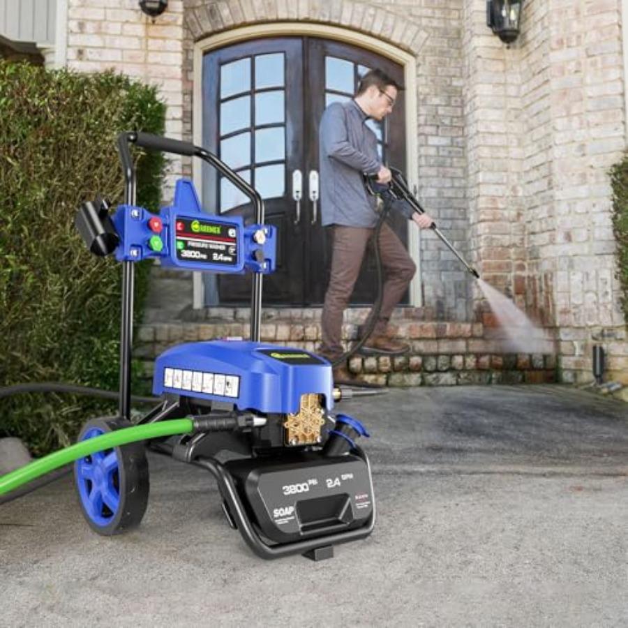 Electric Pressure Washer Onboard Soap Tank Spray Gun and Wand 5 Nozzle Set for Cars/Fences/Driveways/Homes/Patios/Furni