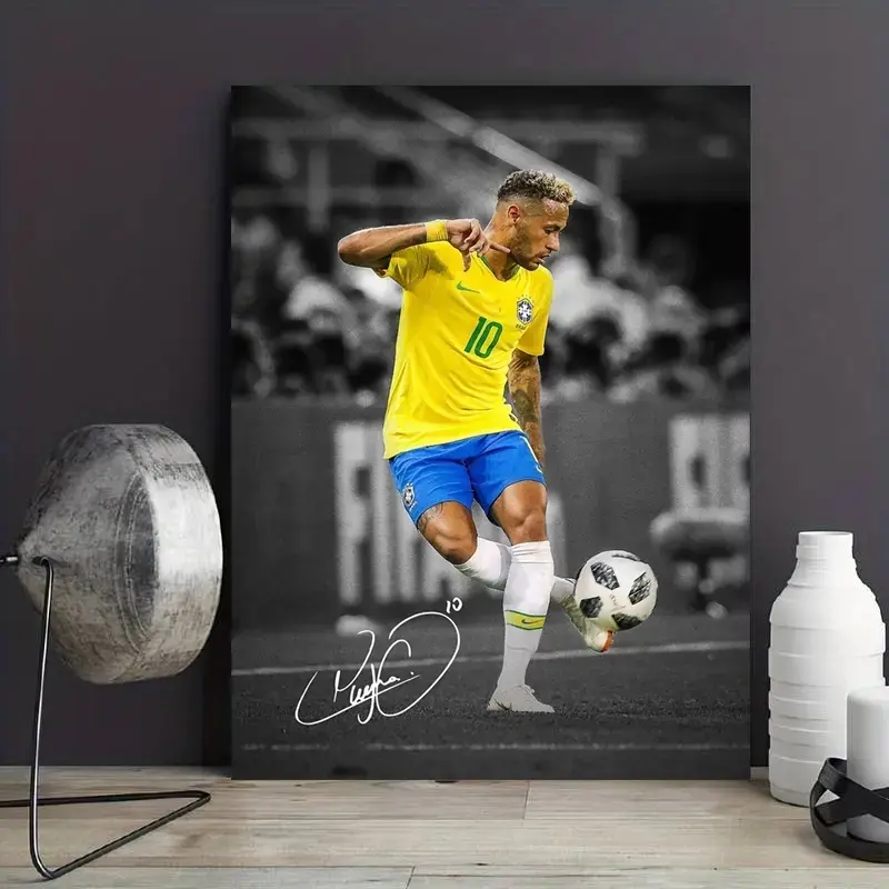 1 piece/set of frameless canvas poster, wall art, classic realistic art, Art work for wall decor, professional football player Neymar, gift for sports culture enthusiasts, ideal for bedroom, living room, mural, wall decoration