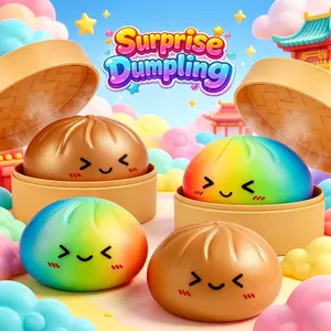 Smiling face emoji Big Dumpling Squishy - Mystery Bun Fidget Toy, Soft TPR Material, Stress Relief, Unboxing Surprise,Random Style.Equipped with beautiful greeting cards，suitable for exchange gifts,Valentine's Day and Easter and Mother's Day gifts