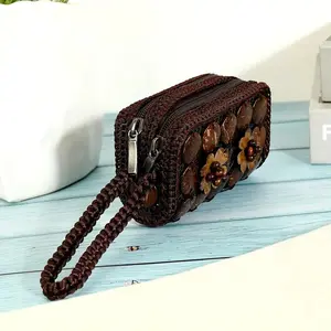 Boho Style Vintage Design Coin Purse, Durable Plastic Zipper Coin Purse, Fashionable Travel Accessories for Women & Girls, Money Bag Purse