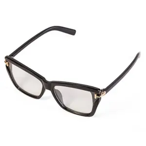 Soft Life Sunnies-Clear Unisex Sunglasses with Gold Bar Accent, Black Frame, PC Material, Full Rim,
