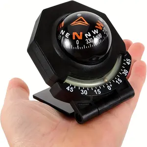 Foldable Car Compass with Luminous Inclinometer, High Precision, Self Adhesive, Waterproof, Abs Shell, 1pc, Camping Equipment, Camping Gear