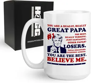 Hogg Best Papa Mug, 15 oz Ceramic Funny Cup for Grandpa, Best Papa Ever Coffee Mug, Funny Christmas Gifts for Family, Coffee Gifts for Grandpa