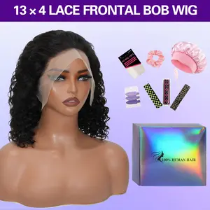 LRV Hair 13×4 Lace Frontal Wig Deep Wave Human Virgin Hair BOb Wig Straight Hair Bob Wig