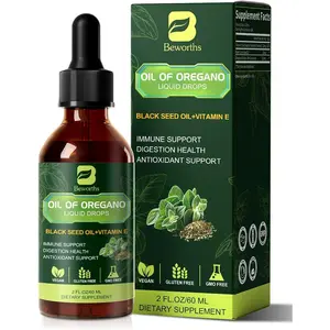 BEWANTS Organic Oregano Oil Drops | Oil of Oregano with Black Seed Oil, Vitamin E, 80% Carvacrol Oregano Drops for Immune, Antioxidant, Gut Wellness Support - Non-GMO, Vegan (240-day Supply)