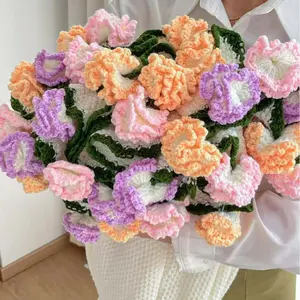 Handmade crochet carnation bouquet blanket / creative floral throw blanket / mother's day gift nap shawl blanket