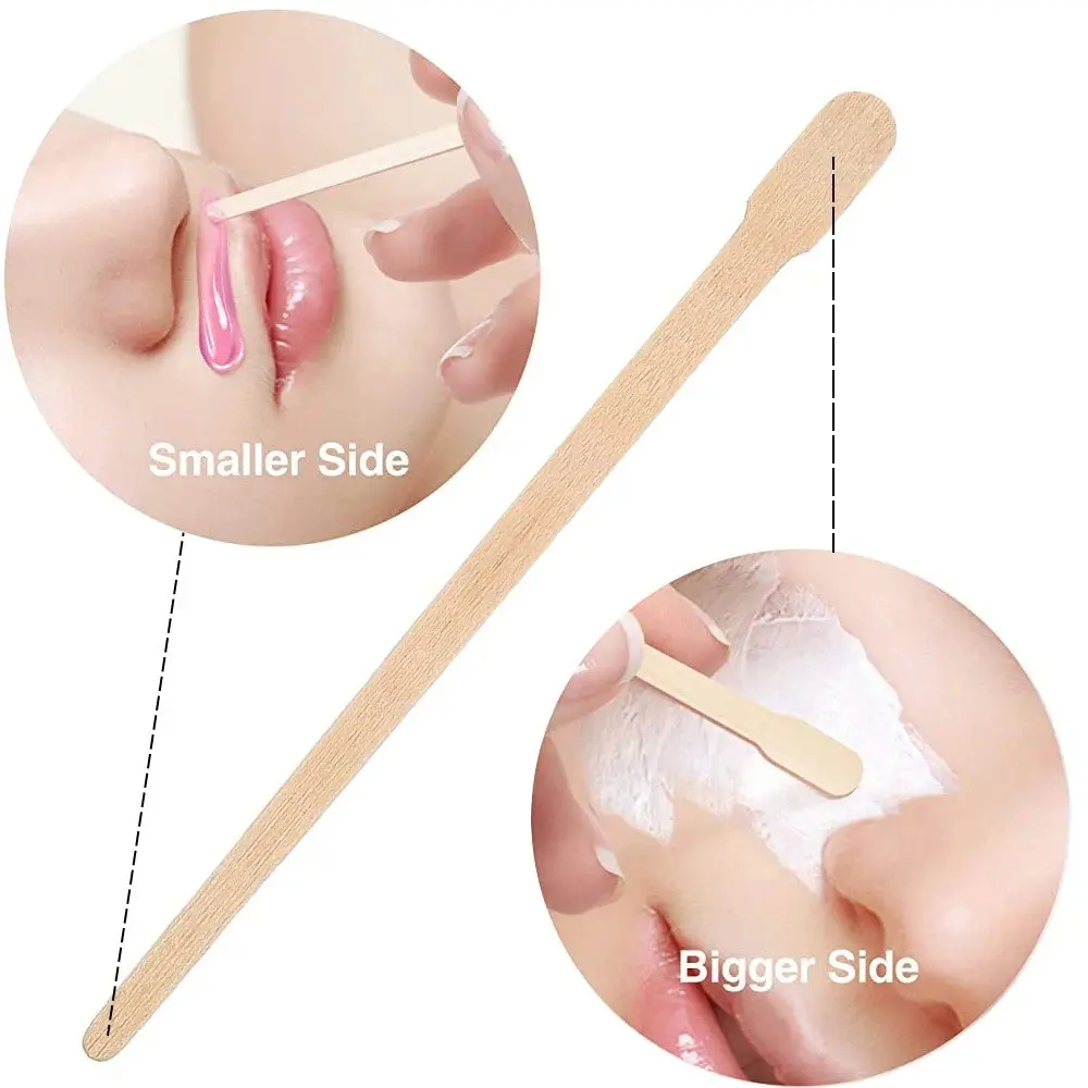 100/200/400 Pieces Sugarwax Waxing Sticks for Eyebrows, Small Face Wax Applicator, Wood Craft Stick, Disposable Home Hair Removal Tool for Lips Nose Beauty Body Care