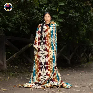 Lantana Alpaca Blanket Bohemian Design Soft Cozy 80% Alpaca 20% Acrylic Handmade Queen Size 74x94 Inches Warm Stylish for Cuddling with Stripe Pattern