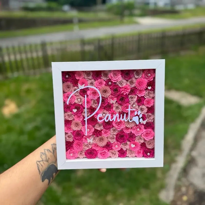Personalized 3D Shadow Box - Custom Name Floral Decor Gift for Special Occasions