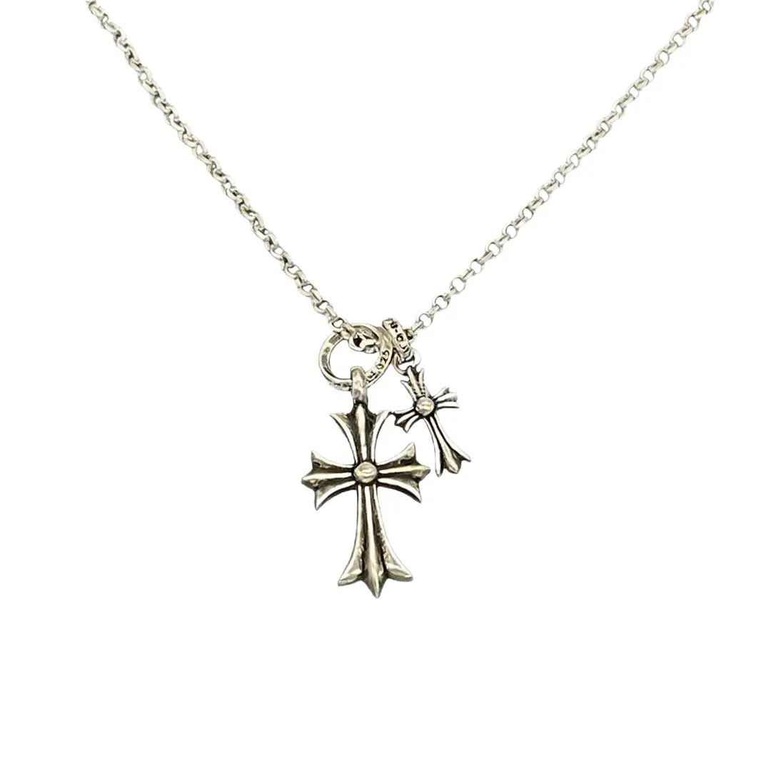 Vintage Necklace Pendant Size Double Cross Necklace Men's and Women's Accessories