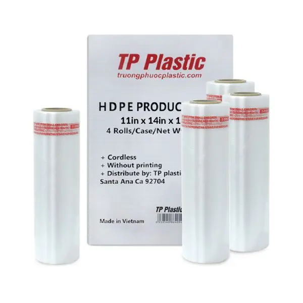 TP Plastic 11"x14" Clear Produce Bags – 4 Rolls, 1160 Count, HDPE, BPA Free
