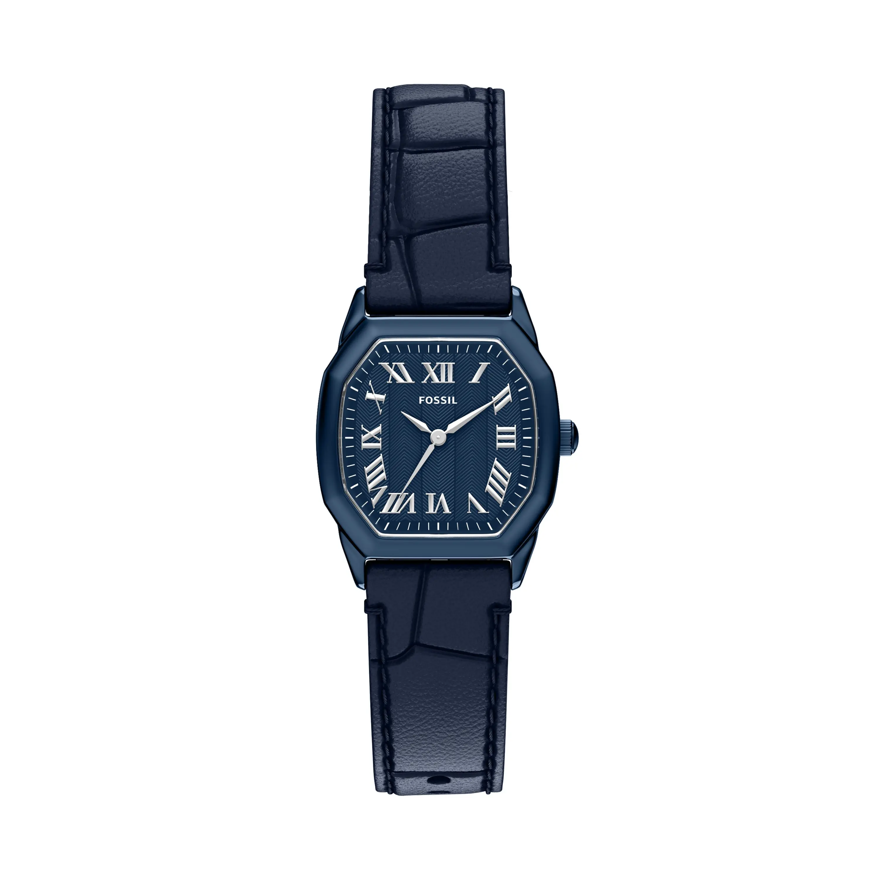 Fossil Women's Harlow 27mm Three-Hand Navy Leather Watch