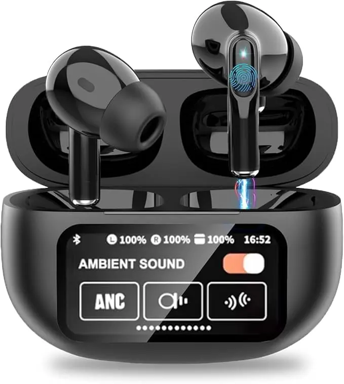 DVKIX Wireless Bluetooth 5.1 In-Ear Headphones - Electronic Audio Headset with Screen Display, Noise Cancellation, Waterproof Design, Charging Support - Ideal for Sports, Christmas Gifts