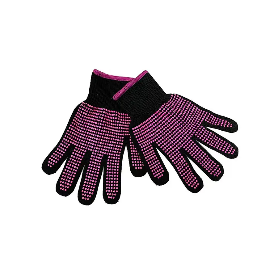 2pcs Rose Dual-Sided Beaded Gloves, Hair Styling PVC Anti-Slip Silicone Gloves, Professional Curling Straightening Gloves, Heatless Curls, Hair Curling Tool, Styling Hair Tools