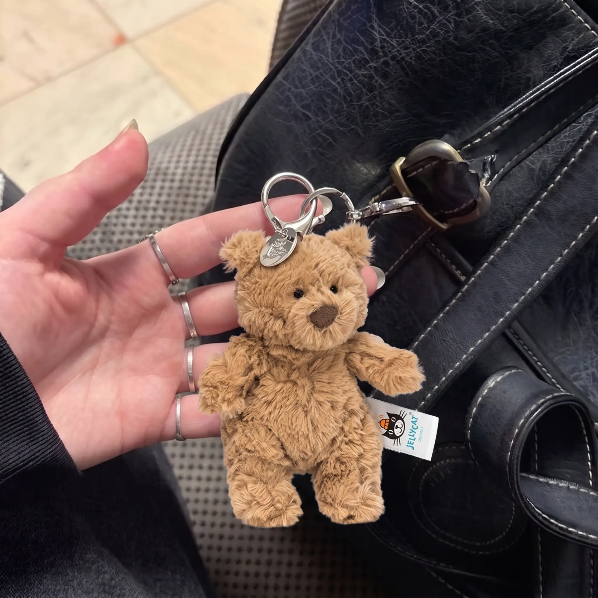 JELLYCAT Bartholomew Bear Plush Bag Charm, Soft Decorative Keychains, Fashion Jewelry Accessory for Women, Cute Gift for Handbags, Jewelry For Women