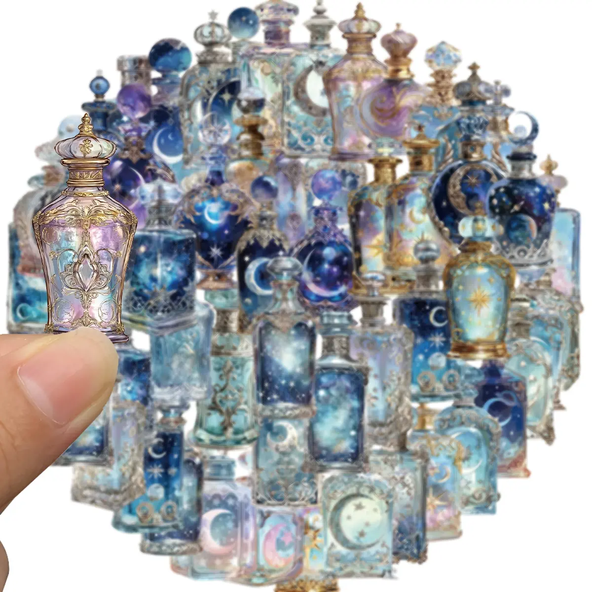 50Pcs Moon Bottle Stickers, Sticker Packs, Decal Sticker, Magic Witch Aesthetic Stickers, Decorative Stickers, Art Stickers for Scrapbooking, DIY Crafts, Waterproof Journaling Supplies & Junk Journal for Water Bottle,Laptop, Perfect Gifts for Girls,Teens