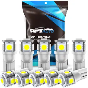 194 LED Bulb 6000K White 168 T10 2825 W5W 5SMD Replacement Bulbs For Car Dome,Map,Door Courtesy,Side Marker,Reading,Glove Box,License Plate Lights (Pack of 10)