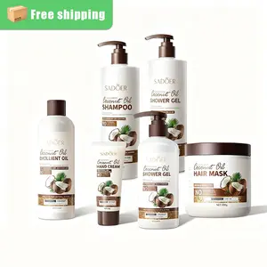 Sadoer 5-in-1 Coconut Moisture Kit Shampoo Conditioner Body Wash Lotion Cream Coconut Bliss Full Body Care Set Deep Nourishment For Hair Skin Free Shipping Nourishing Nourishing