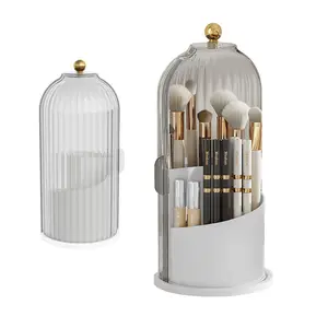 Rotating Cosmetic Storage Box, Transparent with Lid, Moisture-Proof, for Dressing Table or Bathroom, 360° Rotating Covered Cosmetic Box, Transparent and Moisture-Proof, Versatile Storage for Various Scenes, Suitable for Bathroom or Desktop