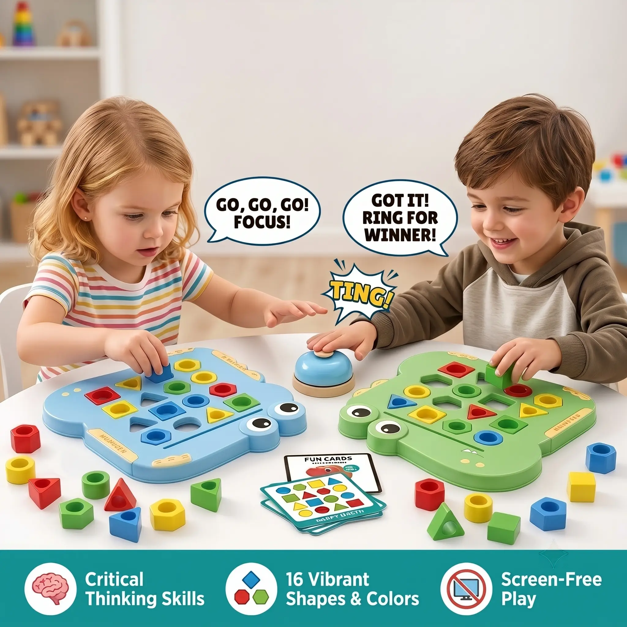 Montessori Dinosaur Shape Matching Game - STEM Sensory Educational Toy for Kids, Early Learning Shape Sorter Board Game, 2-Player Board Game for Fine Motor Skills & Screen-Free Fun,Birthday Gift